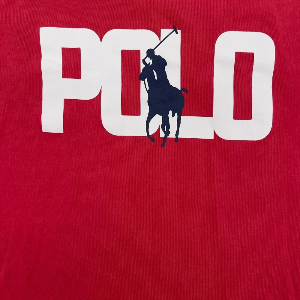 Kids Ralph Lauren Red Polo Shirt Short Sleeve Crew Neck Size‎ L G 14 16